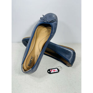 Born Brin Ballet Flats Womens Size 9M Blue Round Toe Leather Shoes Cushioned